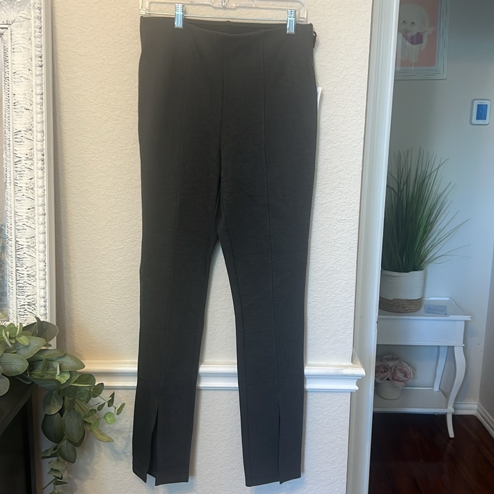 Medium Old Navy Women's Ponte Pants Elastic Waist Mid Rise Gray Ankle - Picture 13 of 13